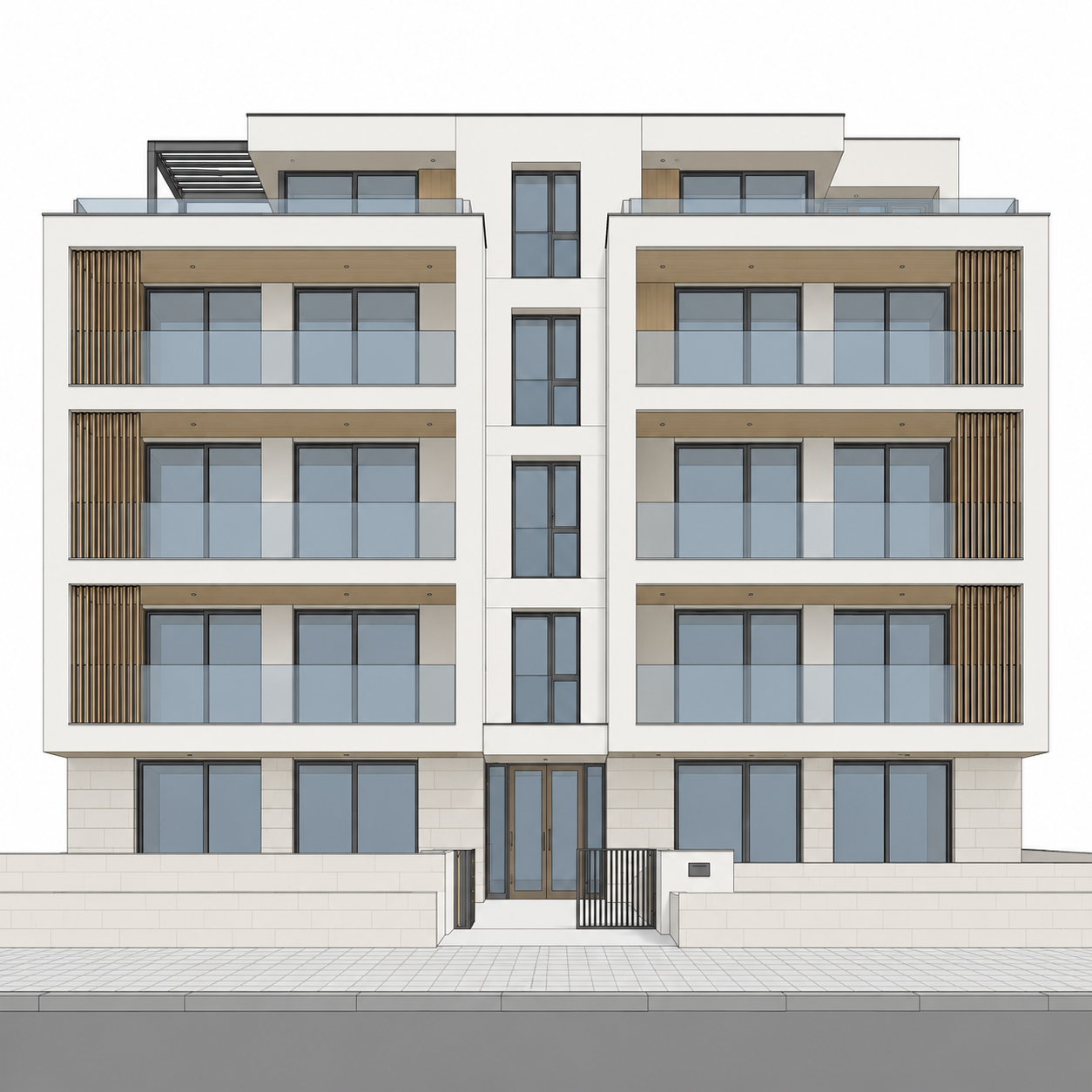 Elevación moderna de edificio residencial